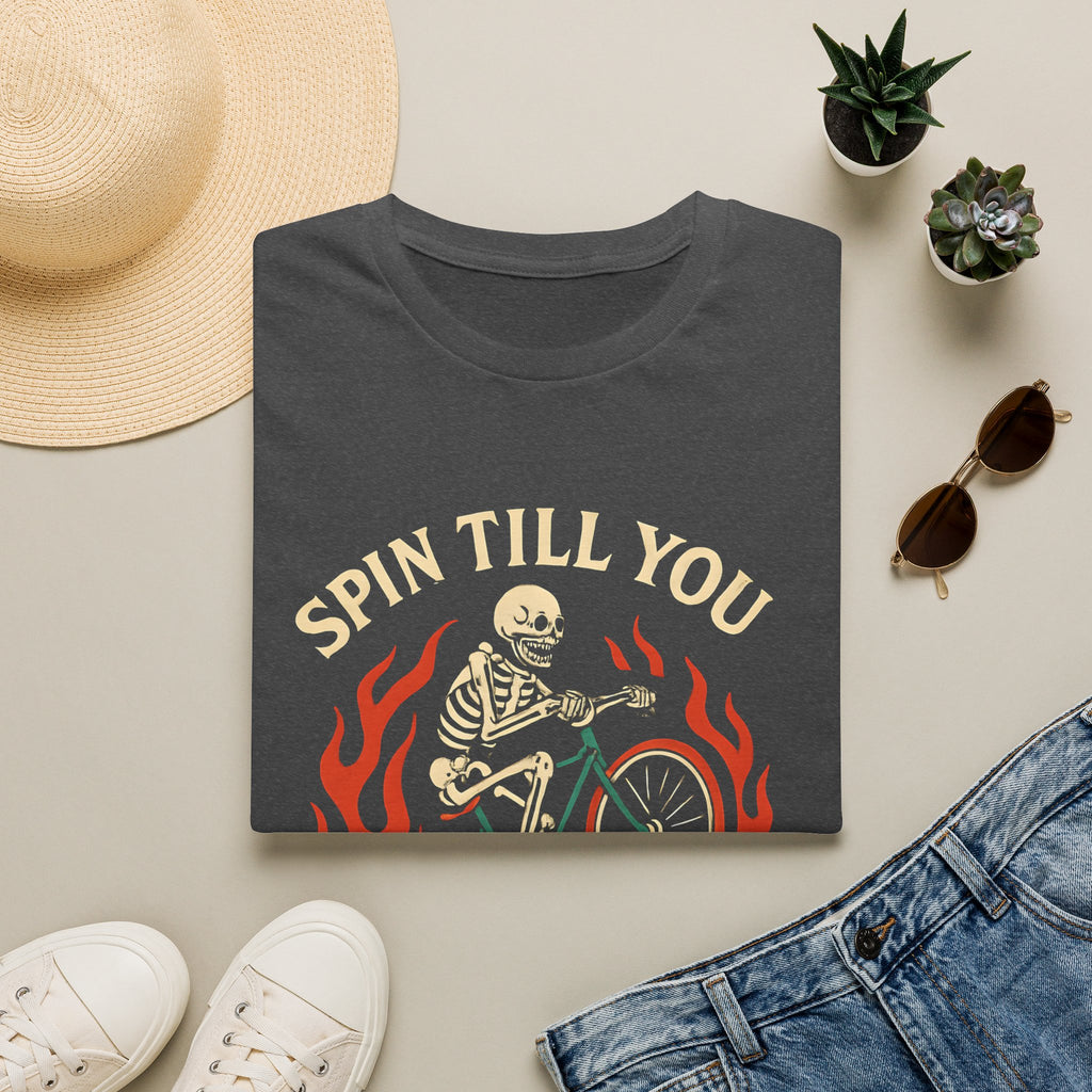 Skeleton Riding Flaming Bicycle T-Shirt