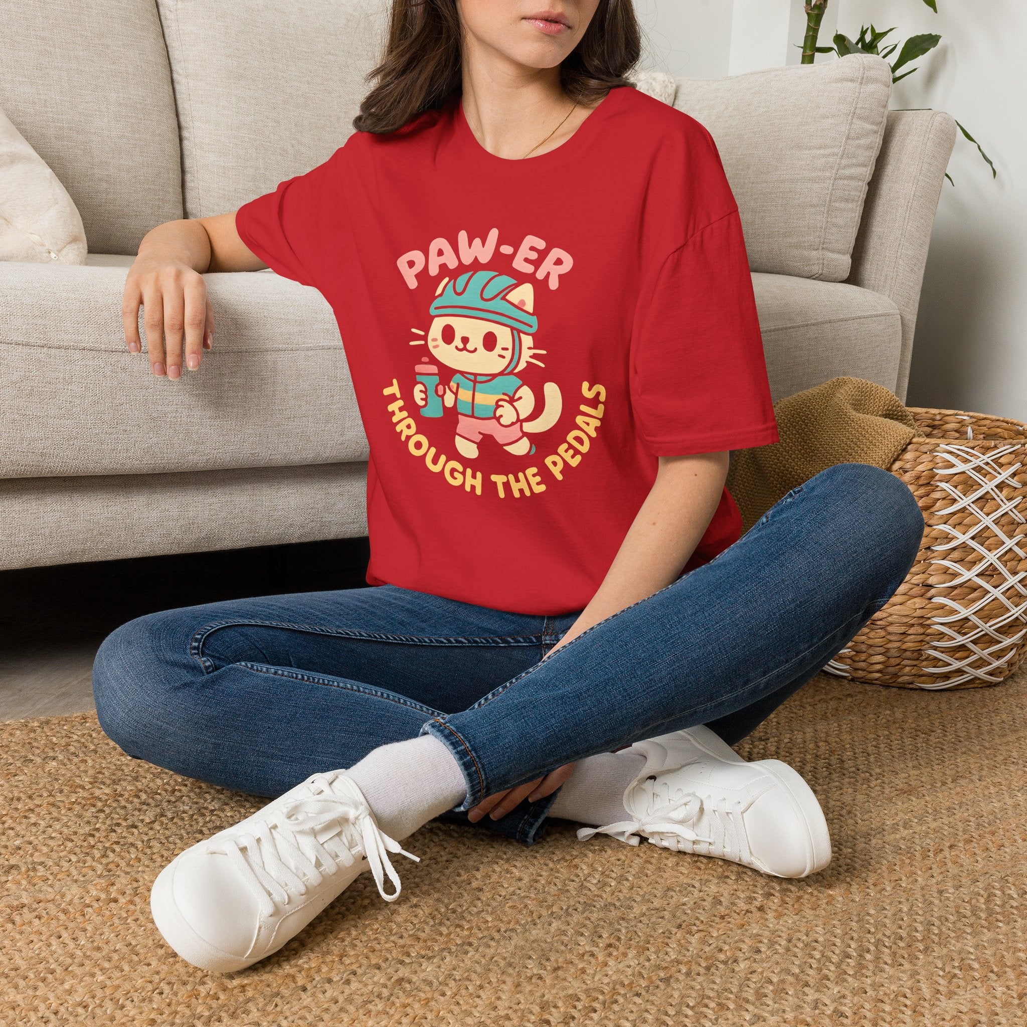 Cycling Cat Illustration T-Shirt