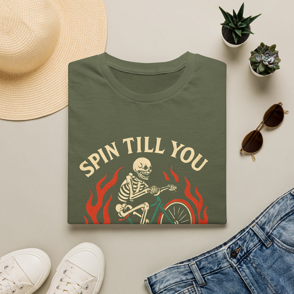 Skeleton Riding Flaming Bicycle T-Shirt