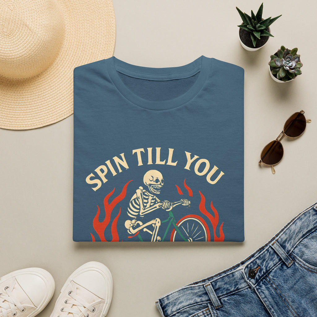 Skeleton Riding Flaming Bicycle T-Shirt