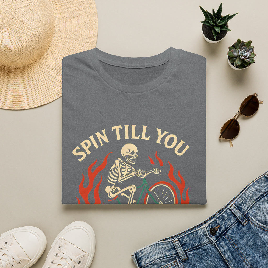 Skeleton Riding Flaming Bicycle T-Shirt