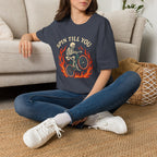 Skeleton Riding Flaming Bicycle T-Shirt