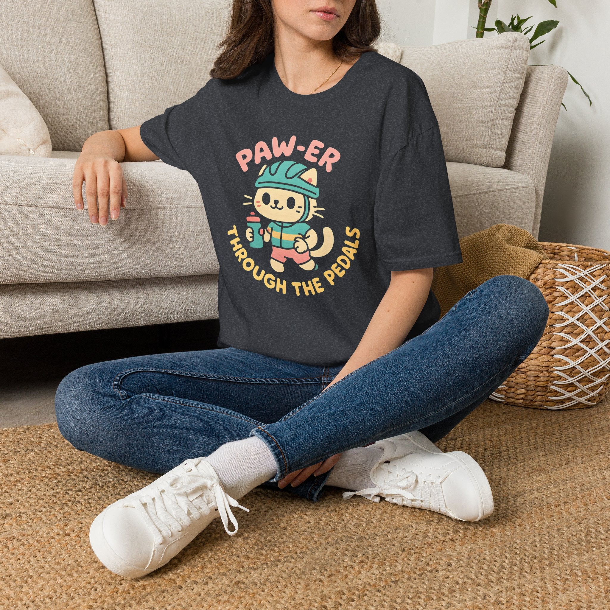 Cycling Cat Illustration T-Shirt