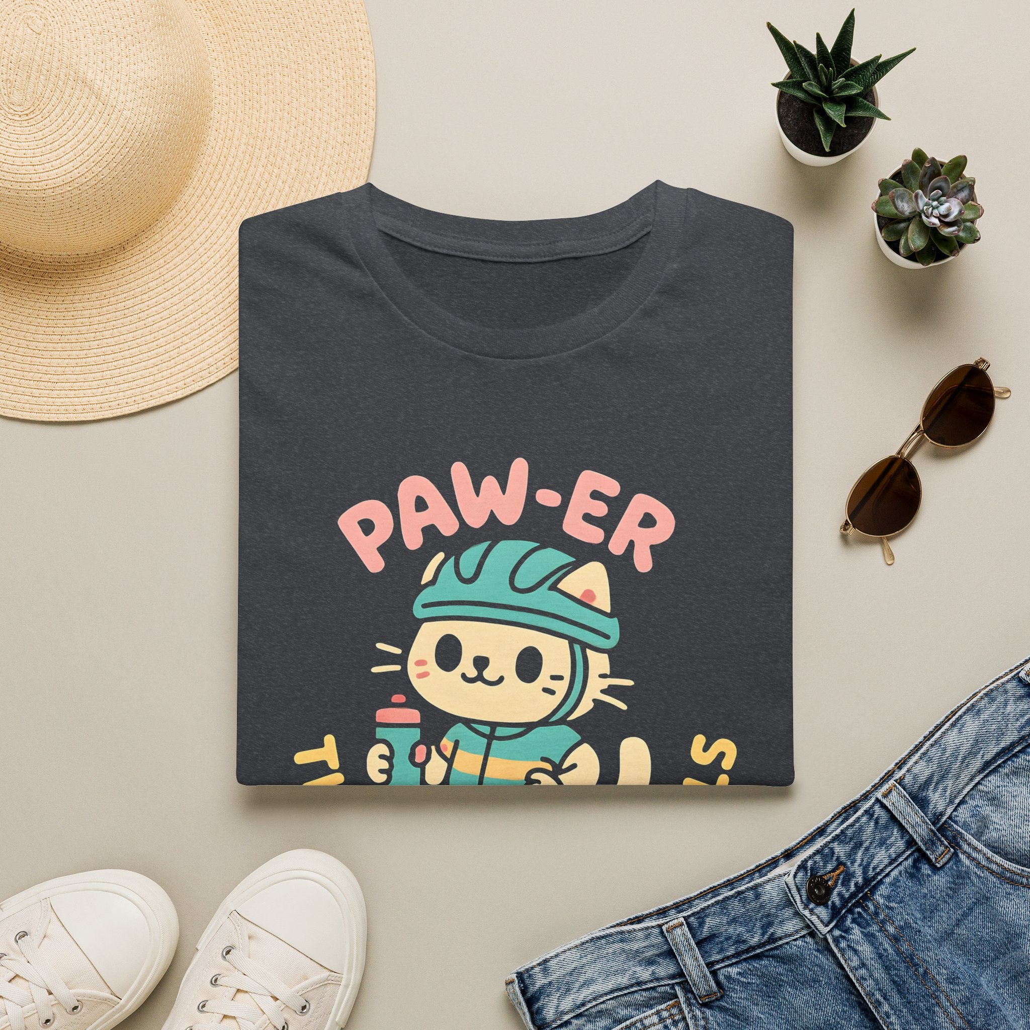Cycling Cat Illustration T-Shirt