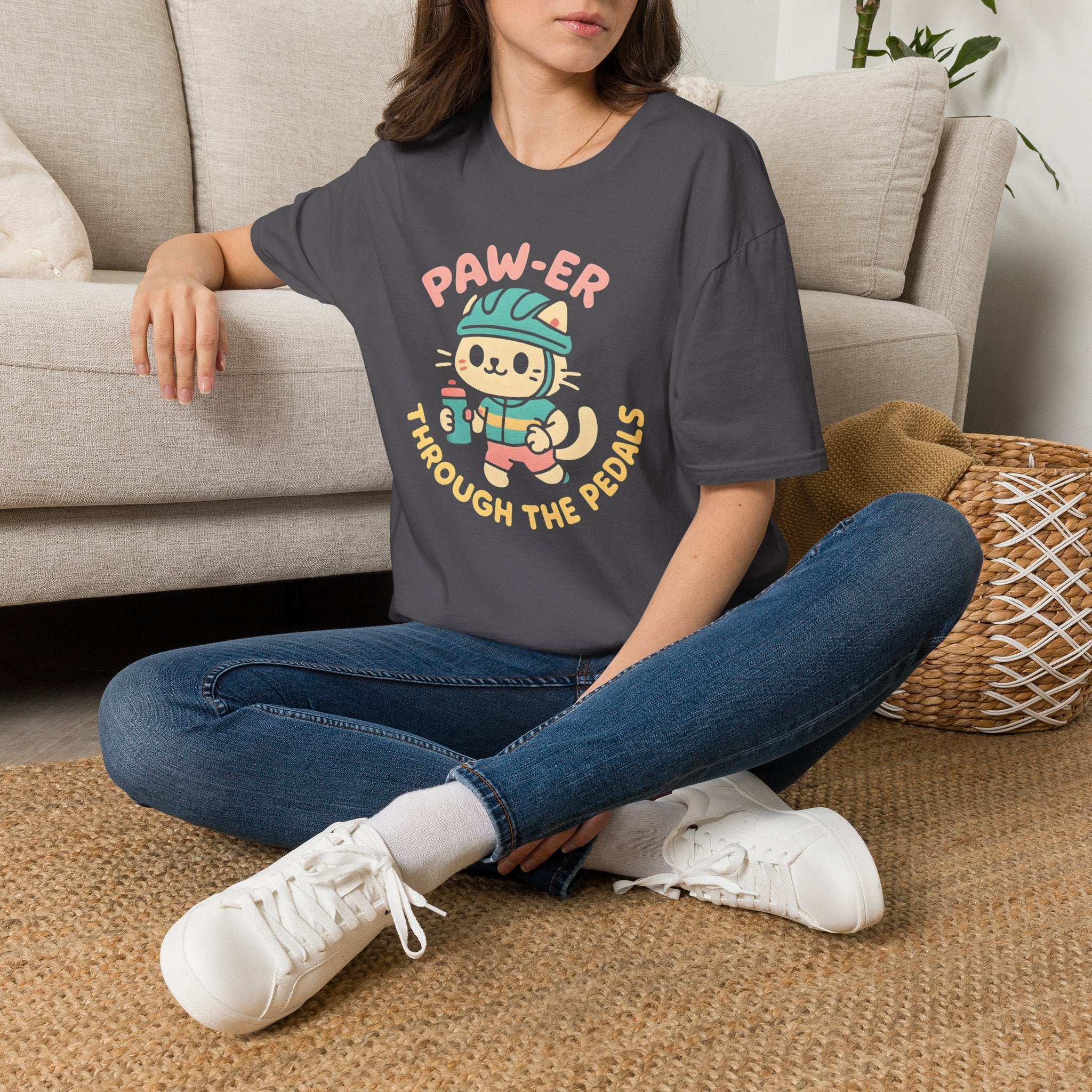 Cycling Cat Illustration T-Shirt
